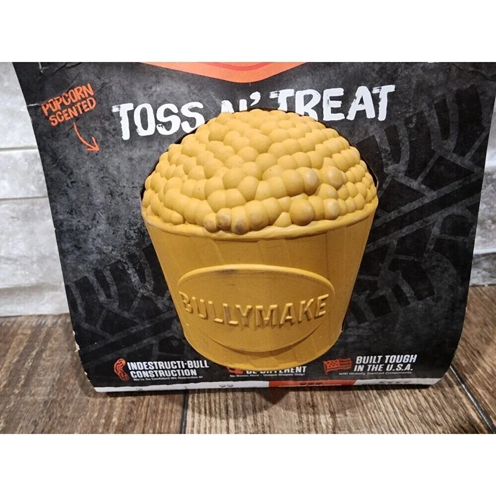 Bullymake Toss N Treat Popcorn Flavored Dog Toy Treats Enrichment Power Chewer